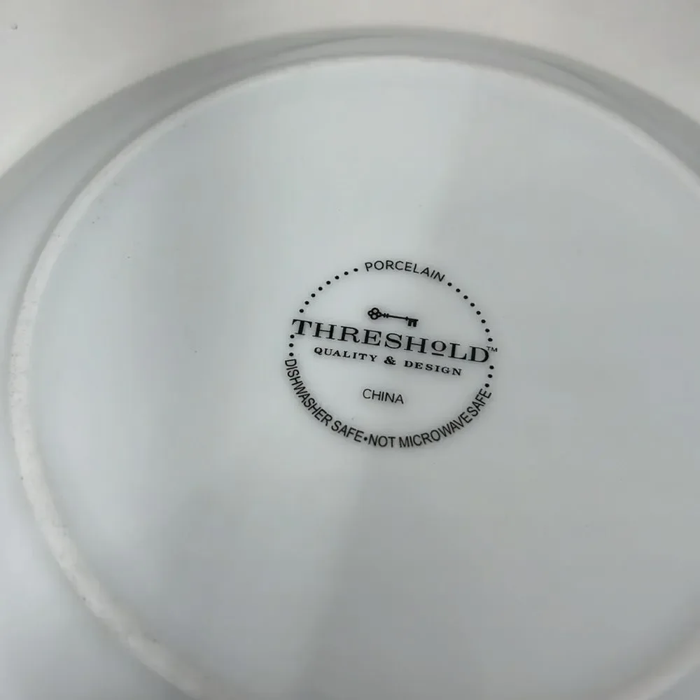 Target Threshold Christmas Appetizer Plates Set 4 White Gold Trim 6 1/2 In Round